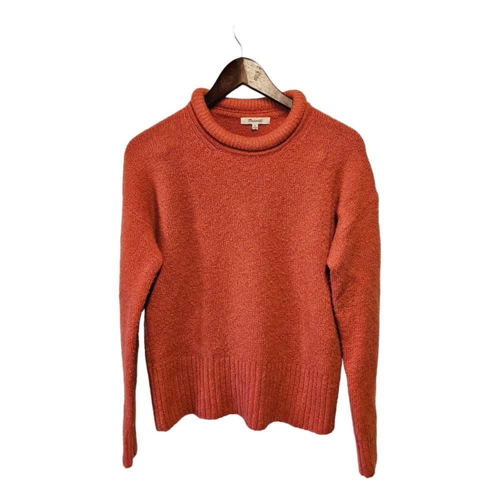 MADEWELL Mock Neck Sweater Merino Wool Alpaca Blend Rust Colored XS